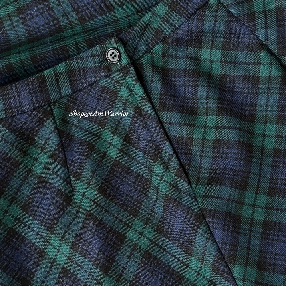 J.Crew RARE vintage green/blue tartan plaid wool maxi skirt *shop@iamwarrior